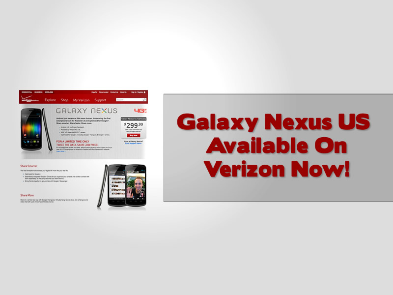 Galaxy Nexus US Available On Verizon